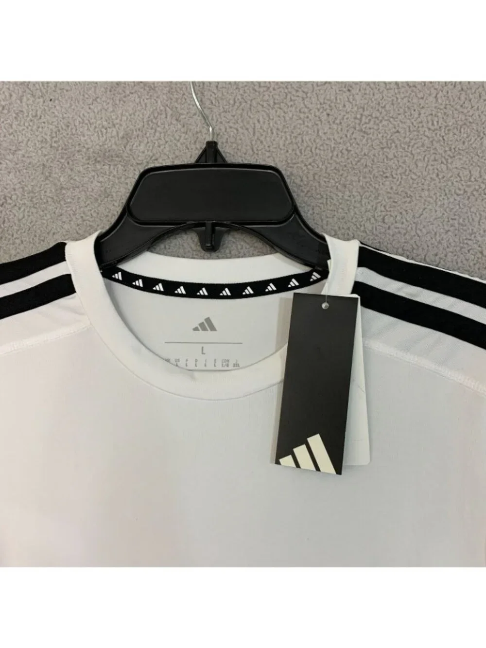 NWT Adidas M Men's L Active Short Sleeve Tee Shirt Black striped